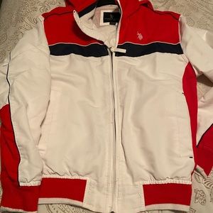 Polo jacket red, blue and white